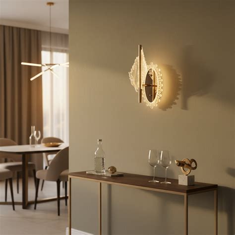 Crystal Leaf 3-Color LED Wall Light | Champagne Gold Designer Sconce ...