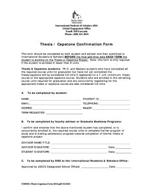 Fillable Online Thesis / Capstone Confirmation Form Fax Email Print ...