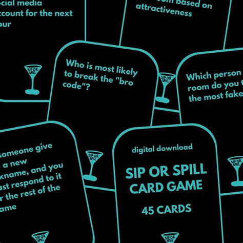 Sip or Spill Printable Drinking Card Game Pre-drinks Game Icebreaker ...