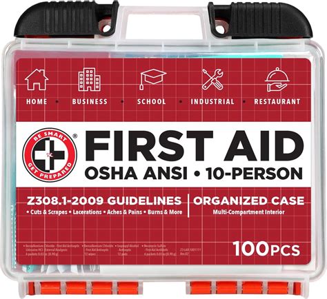 Be Smart Get Prepared Be Smart First Aid Kit - 100 Piece, OSHA ANSI ...