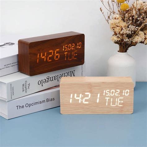 Digital Alarm Clock, Brightness Adjustment, Temperature And Humidity ...