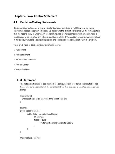 Image result for Java Control Statement PDF
