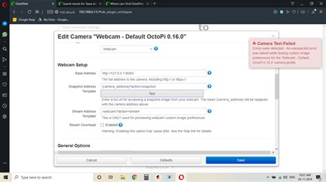 Camera Test Failed - Webcams - OctoPrint Community Forum