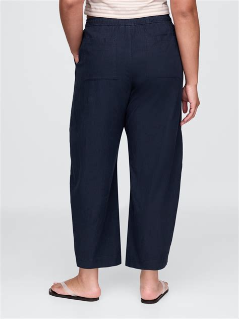 Mid Rise Linen-Blend Easy Barrel Pants | Gap