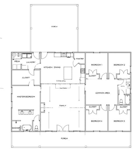 Modern Farmhouse Barndominium Plans | 5 Bedroom Layout | 40x60 | PDF ...