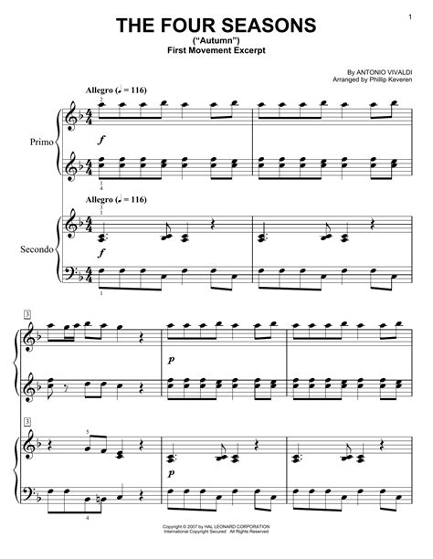The Four Seasons ("Autumn") (arr. Phillip Keveren) by Antonio Vivaldi ...