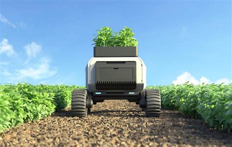 Premium Photo | Agricultural robots work in smart farms Smart agriculture farming concept