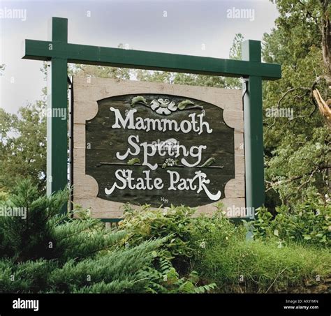 Sign for Mammoth Spring State Park Mammoth Springs AR Stock Photo - Alamy