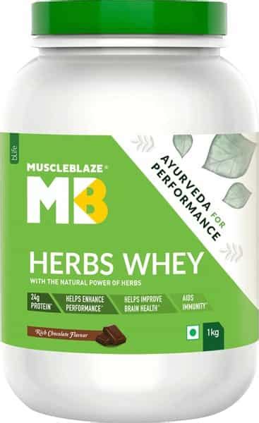 Buy MUSCLEBLAZE HERBS WHEY SUPPLEMENT 1 KG / 2.2 LB CHOCOLATE Online ...
