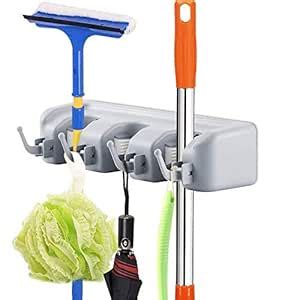 Drumstone (𝗦𝗽𝗲𝗰𝗶𝗮𝗹 𝟭𝟬 𝗬𝗲𝗮𝗿𝘀 𝗪𝗮𝗿𝗿𝗮𝗻𝘁𝘆 Wall Mount Mop & Broom Holder - 3 ...