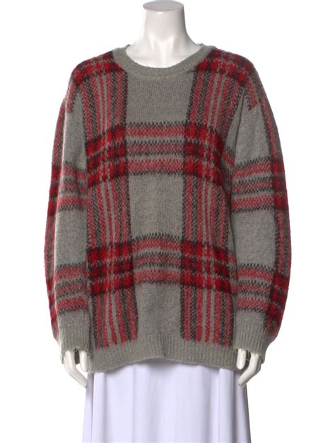 Sandro Plaid Print Scoop Neck Sweater - Red Knitwear, Clothing ...