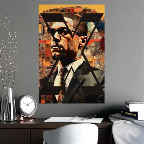 Malcolm X Historical Tribute Poster Authentic Visuals of Malcolm X and Black Leaders Collage ...