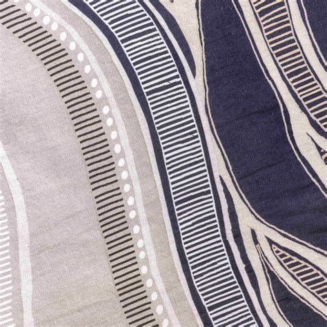 Boab Natural Bed Cover with Charcoal Print – Queen-size Bed - Studio Abaca