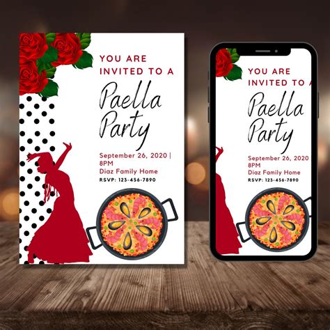 Paella Birthday Party, Paella Party Invitation, Spanish Paella Party ...
