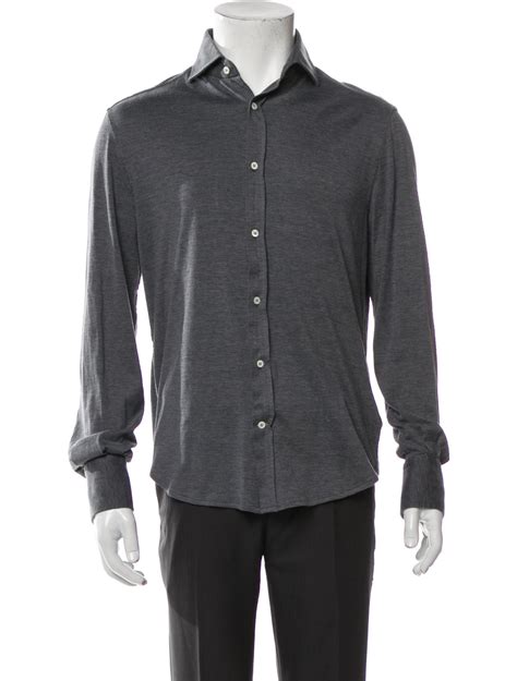 Brunello Cucinelli Silk Long Sleeve Shirt - Grey Casual Shirts ...