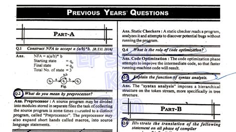 Compiler design MQ - Check it - Previous QUESTIONS Q Construct NFA to ...