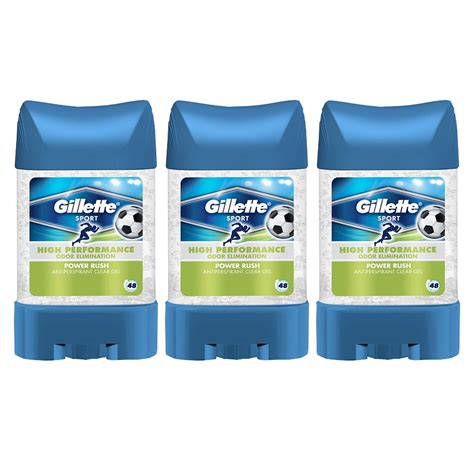 3 X Gillette Power Rush Antiperspirant Deodorant Clear Gel Stick ...