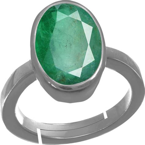 Rama & Mool Chand Trading 3 ratti Emerald Ring for Men Silver ...