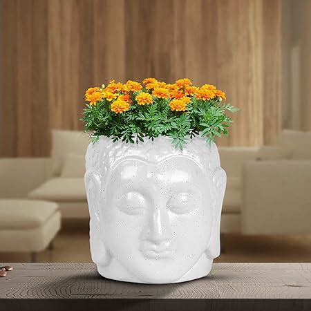 Buy MARINER'S CREATION Ceramic Buddha Planter, White, 13X13X13 CM ...
