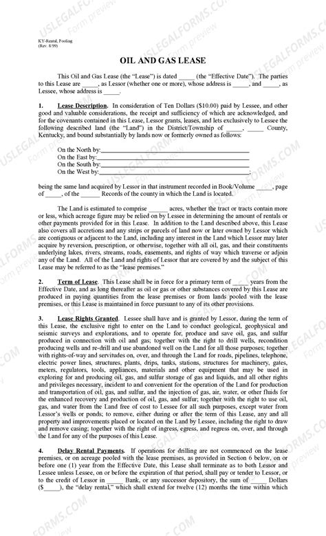 Kentucky Rental Lease Pooling Provision | US Legal Forms