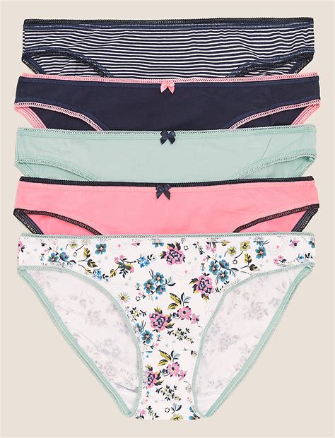 Buy 5pk Cotton Lycra® Bikini Knickers at Marks & Spencer