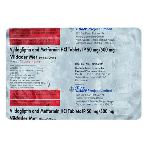 Vildader Met 500/50mg Strip Of 15 Tablets: Uses, Side Effects, Price ...