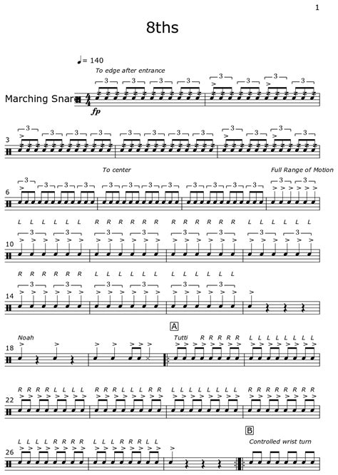 8ths - Sheet music for Drum Set