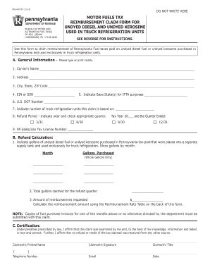 Motor Fuels Tax Reimbursement Claim Form For Undyed Diesel And Undyed ...