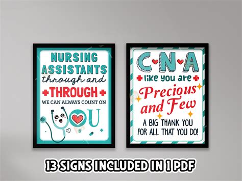 CNA Week Signs Printable Bundle, Certified Nursing Assistant Gifts, CNA ...