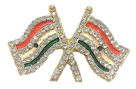 UNIq Crystal Stone Embedded Criss-Cross Indian Flags with Gold Finish ...