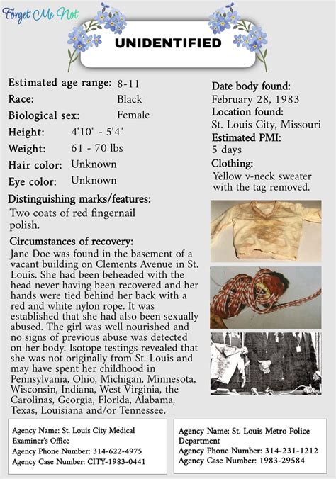 Jane Doe found in St. Louis, 1983 : r/gratefuldoe