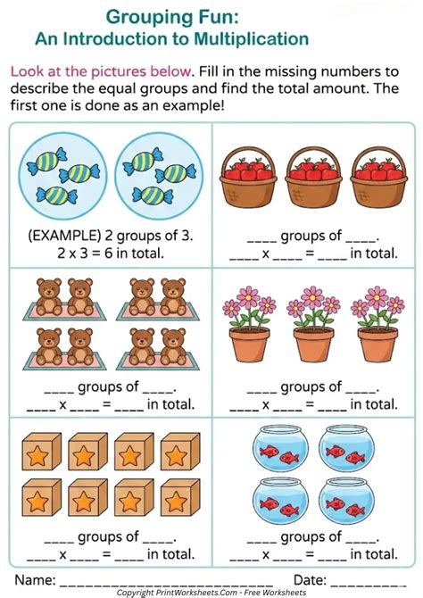 2nd Grade Equal Groups Multiplication Worksheets (Free PDF)