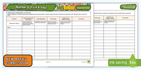 Number 6 (Fruit & Veg) Assessment Tracker (teacher made)