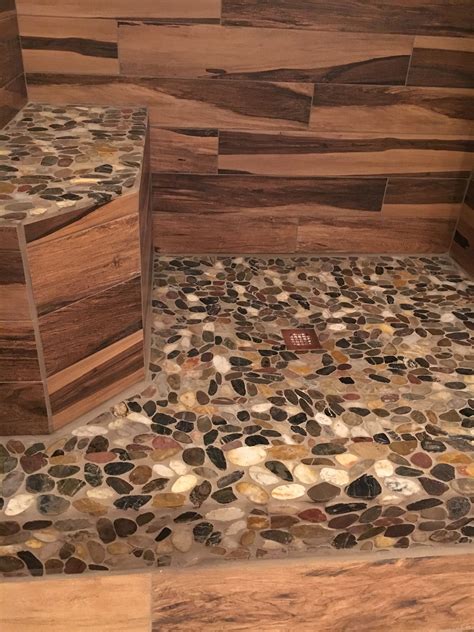 Pin by Karen johnson on river rock shower floor | Stone shower floor ...