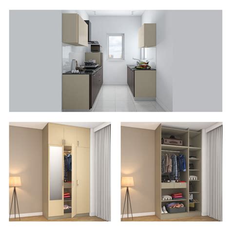Dark Walnut 1 BHK Kitchen-Wardrobe Package – Qarpentri