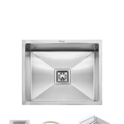 Ruhe Handmade Single Bowl Kitchen Sink (20 x 17 x 10 Inches) SS 304 ...
