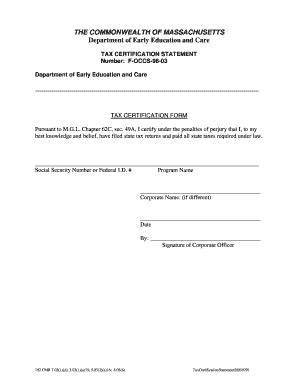 2005 Form MA Tax Certification Statement Fill Online, Printable ...