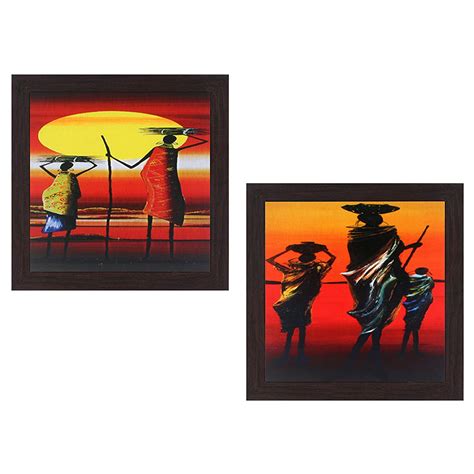 Wens 'Modern Art of Village' UV Textured Wall Painting (Synthetic Wood ...