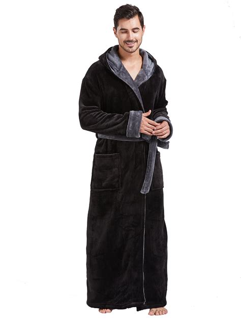 FashGudim Mens Robes Big and Tall with Hood Full Length Plush Long Robe ...