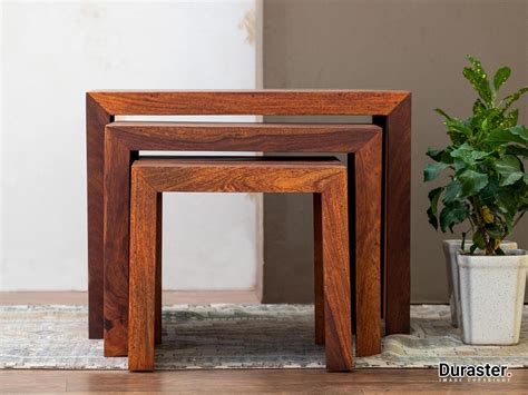 Duraster Aristocrat Solid Sheesham wood Nested Set of 3 Side Tables #1 ...