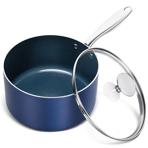 MICHELANGELO 3 Quart Saucepan with Lid, Nonstick Ceramic Sauce Pan with Stainless Steel Handle ...