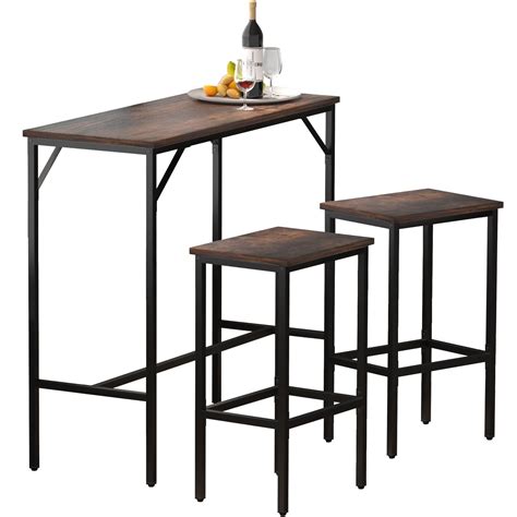 Buy VEVOR Bar Table Set, 39 Bar Table and Chairs Set, Pub Table Set w 2 ...