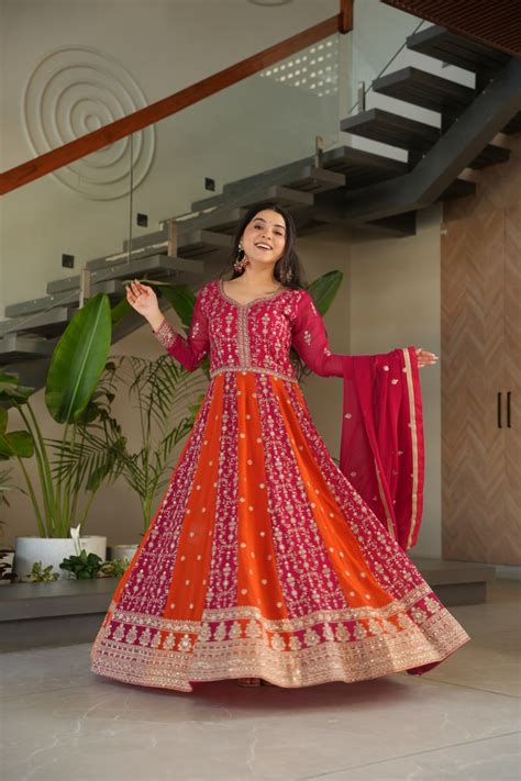 Designer Gown-Dupatta Collection | Zari & Sequin Embroidery – RangBhoomi