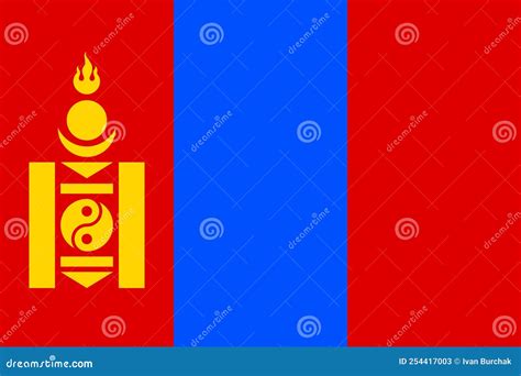 Flag of Mongolia. Official Colors. Flat Vector Illustration Stock ...
