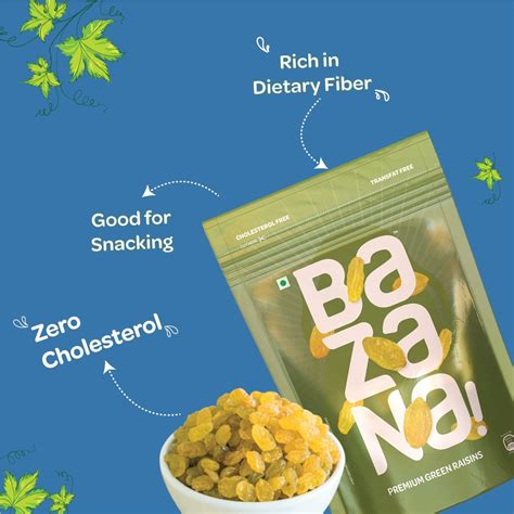 Bazana Premium Green Raisins | Dried Grapes | 250g Each Combo Pack