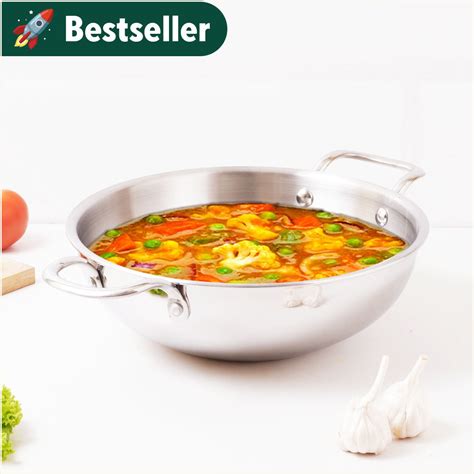 Buy Best Triply Stainless Steel kadai/kadhai Online - The Indus Valley