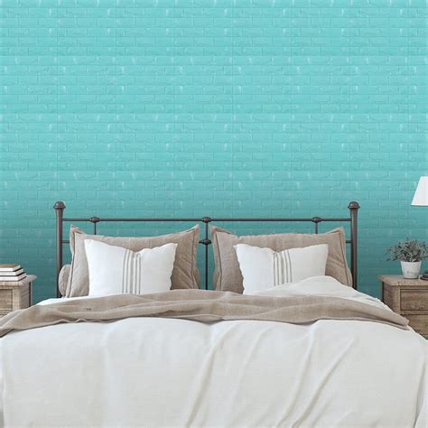 Buy 30PCS 3D Wall Panels Peel and Stick Faux Brick Wallpaper Blue Self ...