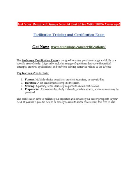 Facilitation Training and Certification Exam - Get Your Required Dumps ...