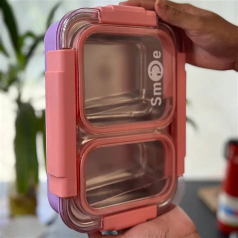 Smile Stainless Steel Bento Lunch Box (2 Grid) -100 % Leakproof – The Globo