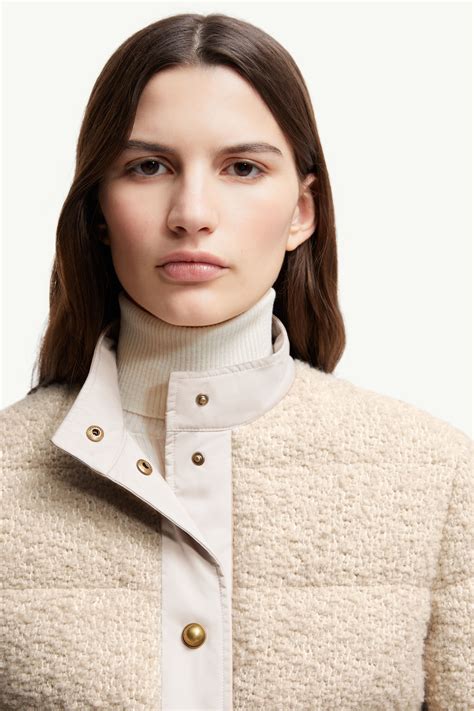 Light Beige Blandy Wool Blend Bouclé Short Down Jacket - Short Down ...